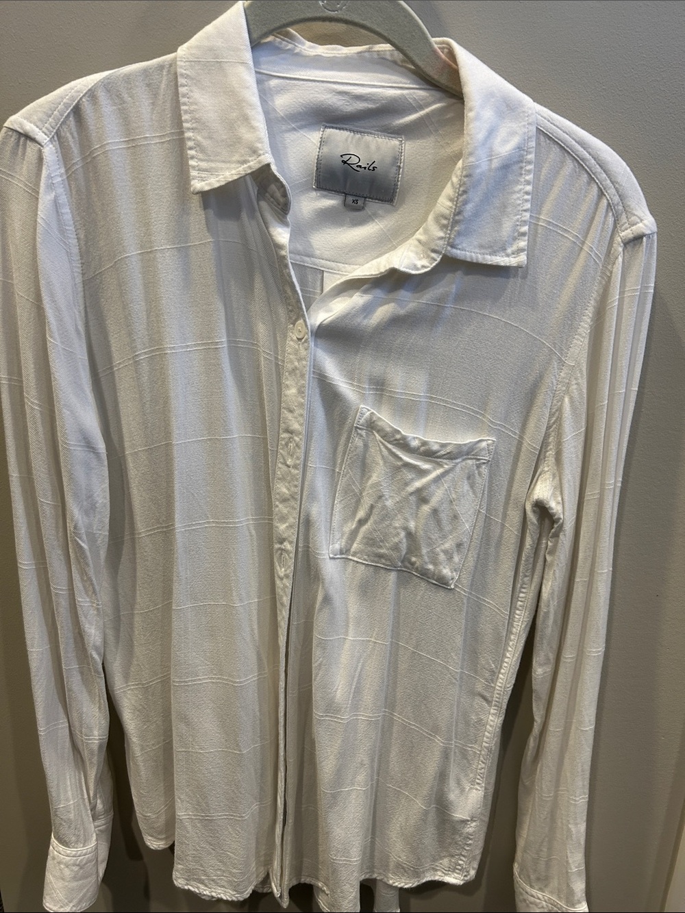 Rails White Long-Sleeve Casual Button-Down Shirt